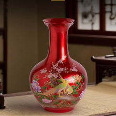 Jingdezhen ceramic vase ornaments, Chinese living room decorations, fine porcelain, large vase red "icing on the cake"