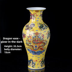 Jingdezhen ceramics new Chinese style home, antique decorations dragon pattern vase - luminous