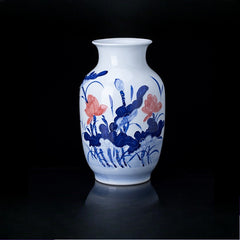 Jingdezhen ceramic crafts, hand-painted lotus vases, winter melon vase ornaments, home decoration, ornament collection
