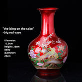 Jingdezhen ceramic vase ornaments, Chinese living room decorations, fine porcelain, large vase red "icing on the cake"