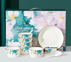 Chinese style bowl and tableware gift box, practical ceramics, bowl and plate set