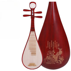 Children's pipa, bone flower pipa instrument, graded redwood carved peony flower head pipa