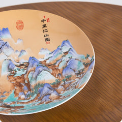 Jingdezhen ceramic live ceramic 10-inch appreciation plate "A Thousand Miles of Rivers and Mountains" porcelain plate new Chinese style plate ornaments