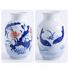 Jingdezhen ceramic crafts, hand-painted lotus vases, winter melon vase ornaments, home decoration, ornament collection