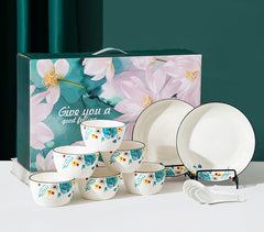 Chinese style bowl and tableware gift box, practical ceramics, bowl and plate set