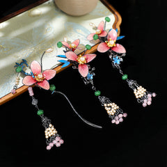 【Purely handmade】Chinese style design Hanfu headdress high-end hairpin set, tassel ancient costume makeup, Hanfu hair accessories