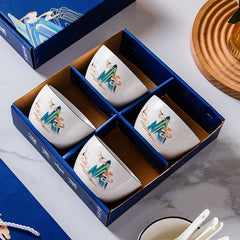 Chinese style bowl and tableware gift box, practical ceramics, bowl and plate set