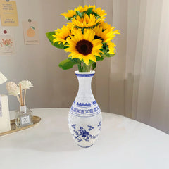 Light luxury high-end vase, puzzle flower arrangement ceramic vase, living room decoration, blue and white porcelain