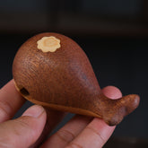 Whale wooden fish percussion instrument cute portable decompression office meditation percussion instrument solid wood ornaments Buddhist toy gift
