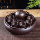 Purple clay Kung Fu tea set home living room office small set simple tea brewing tea set ceramic tea tray teapot teacup