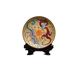 Jingdezhen ceramic decoration, luminous dragon and phoenix, home/office ornaments, 10-inch ceramic appreciation plate "Luminous Dragon and Phoenix"
