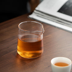 Glass pitcher - striped,High borosilicate glass fairness cup, thickened glass fair cup, tea dispenser, Kung Fu tea set