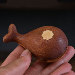 Whale wooden fish percussion instrument cute portable decompression office meditation percussion instrument solid wood ornaments Buddhist toy gift