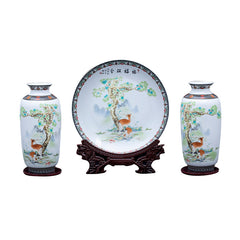 Jingdezhen ceramics double blessing plate and vase