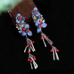 【Purely handmade】Chinese style design gradient blue high-end hairpin set, tassel ancient costume makeup, Hanfu hair accessories