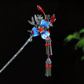 【Purely handmade】Chinese style design gradient blue high-end hairpin set, tassel ancient costume makeup, Hanfu hair accessories