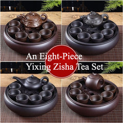 Purple clay Kung Fu tea set home living room office small set simple tea brewing tea set ceramic tea tray teapot teacup