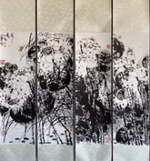 chinese painting-chinese ink painting/Lotus (22X66cm)*4