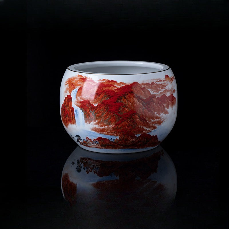 Jingdezhen ceramic cornucopia, "Lucky Fortune" ornament, attracts wealth and fortune, large craft, suitable for office and living room