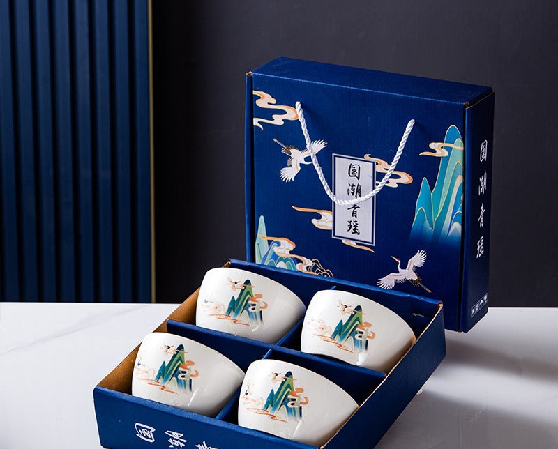 Chinese style bowl and tableware gift box, practical ceramics, bowl and plate set