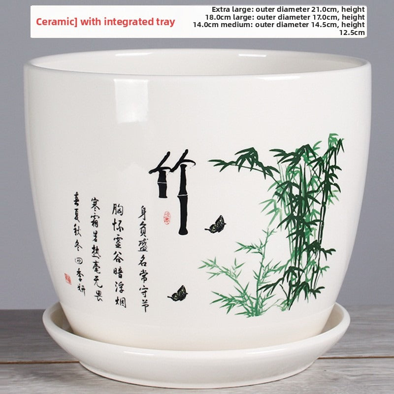 Ceramic flower pots,Green Bamboo large extra large, and jumbo