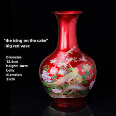 Jingdezhen ceramic vase ornaments, Chinese living room decorations, fine porcelain, large vase red "icing on the cake"