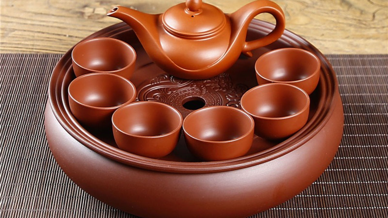 Purple clay Kung Fu tea set home living room office small set simple tea brewing tea set ceramic tea tray teapot teacup