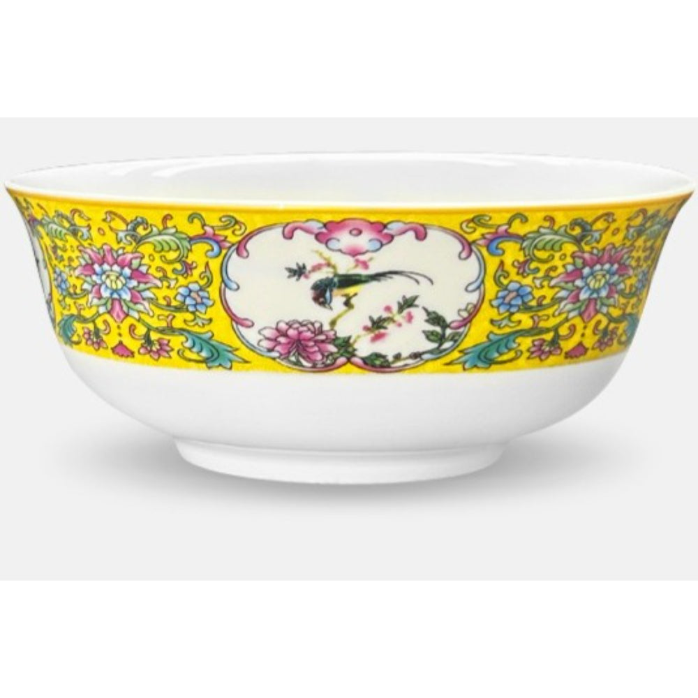 Flower and Bird 6 Inch Flat Foot Noodle Bowl