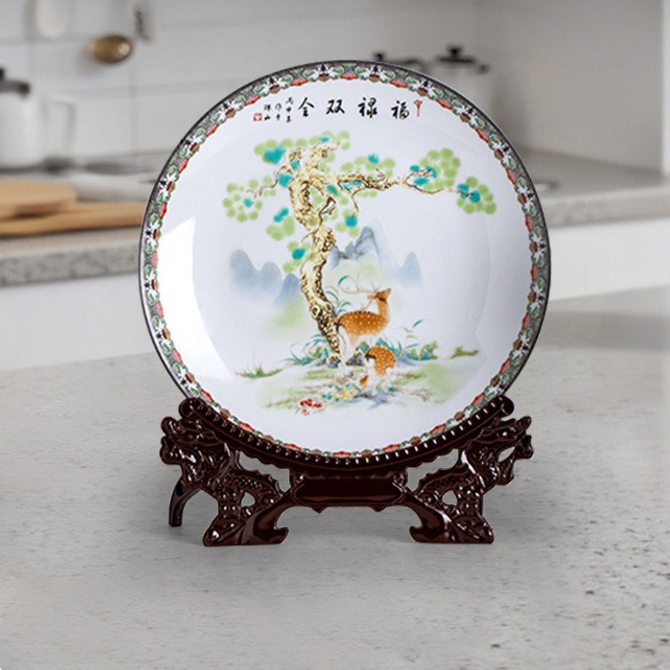 Jingdezhen ceramics double blessing plate and vase