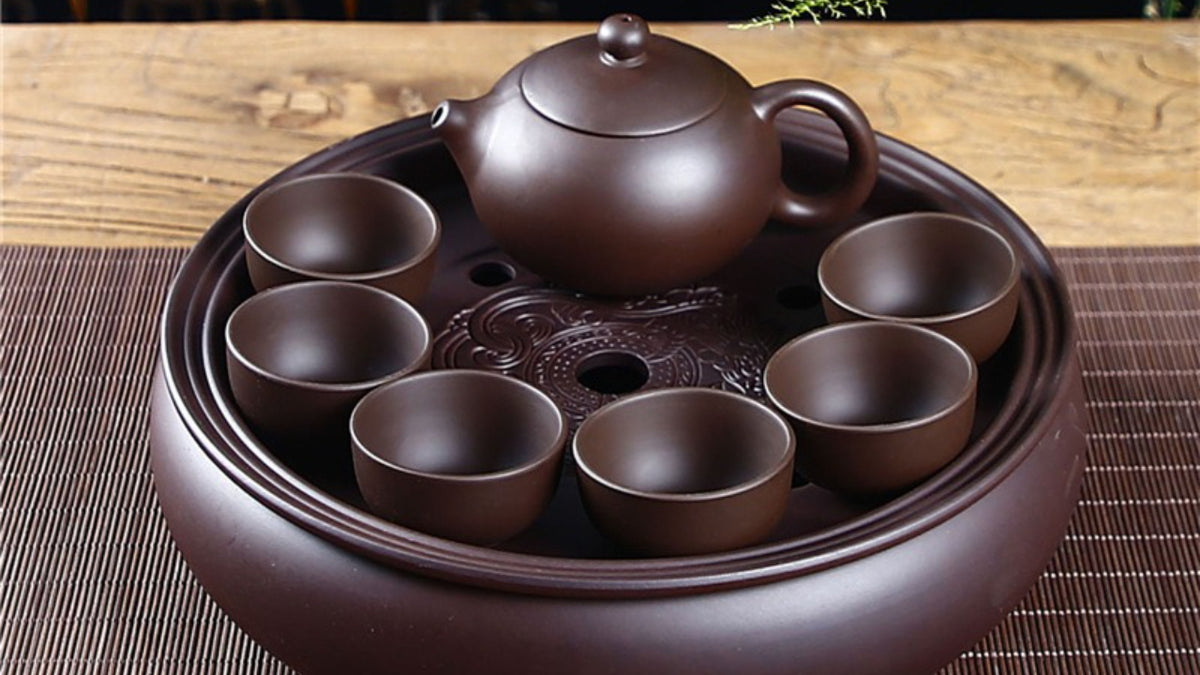 Purple clay Kung Fu tea set home living room office small set simple tea brewing tea set ceramic tea tray teapot teacup