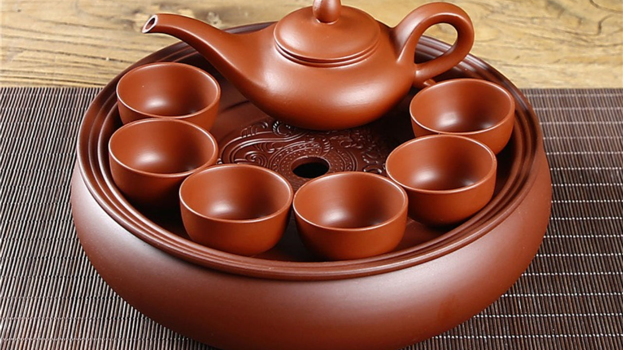 Purple clay Kung Fu tea set home living room office small set simple tea brewing tea set ceramic tea tray teapot teacup