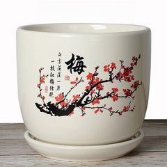 Ceramic flower pots A plum blossom,  large, extra large, and jumbo