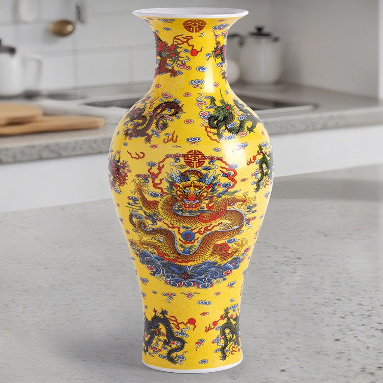 Jingdezhen ceramics new Chinese style home, antique decorations dragon pattern vase - luminous