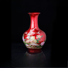 Jingdezhen ceramic vase ornaments, Chinese living room decorations, fine porcelain, large vase red "icing on the cake"