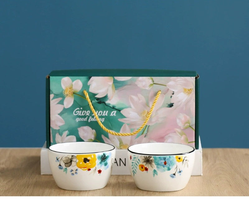 Chinese style bowl and tableware gift box, practical ceramics, bowl and plate set