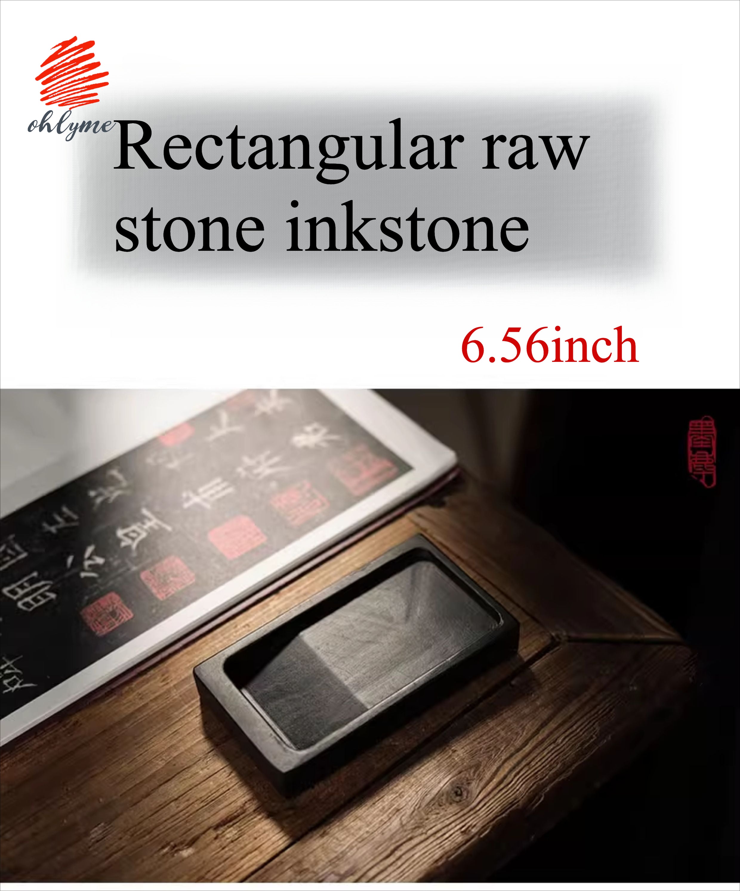 Rectangular inkstone, natural stone, for calligraphy