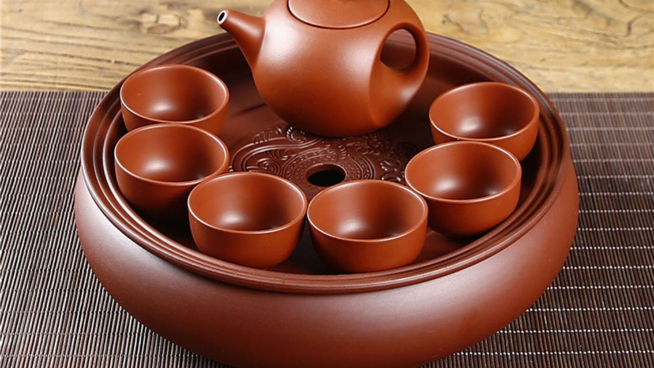 Purple clay Kung Fu tea set home living room office small set simple tea brewing tea set ceramic tea tray teapot teacup