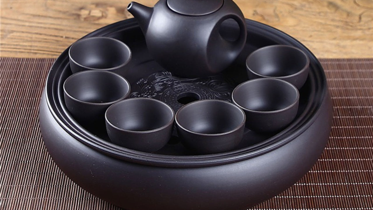 Purple clay Kung Fu tea set home living room office small set simple tea brewing tea set ceramic tea tray teapot teacup