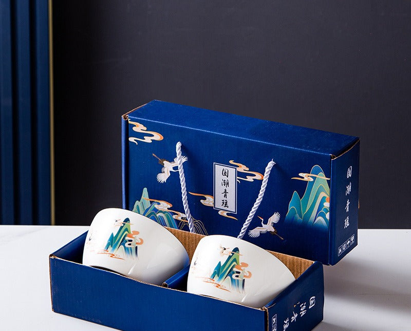 Chinese style bowl and tableware gift box, practical ceramics, bowl and plate set