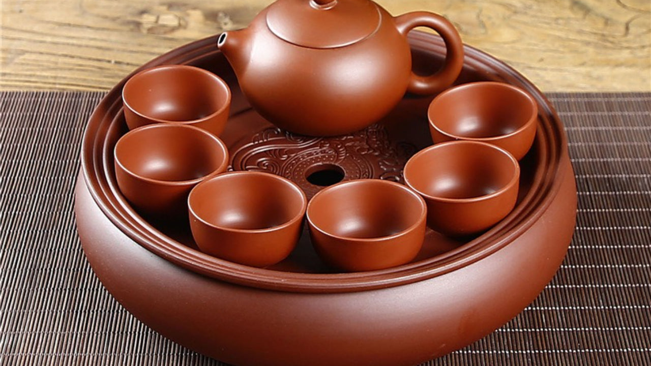 Purple clay Kung Fu tea set home living room office small set simple tea brewing tea set ceramic tea tray teapot teacup