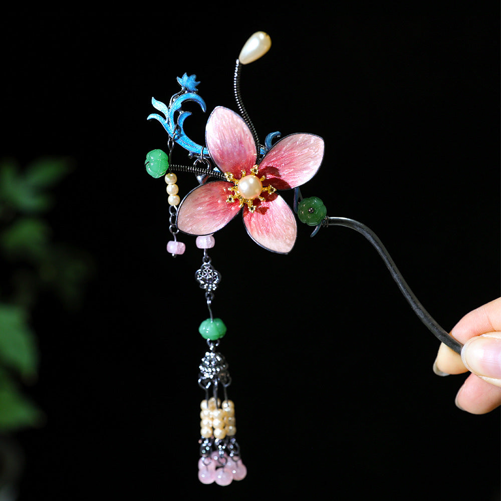 【Purely handmade】Chinese style design Hanfu headdress high-end hairpin set, tassel ancient costume makeup, Hanfu hair accessories