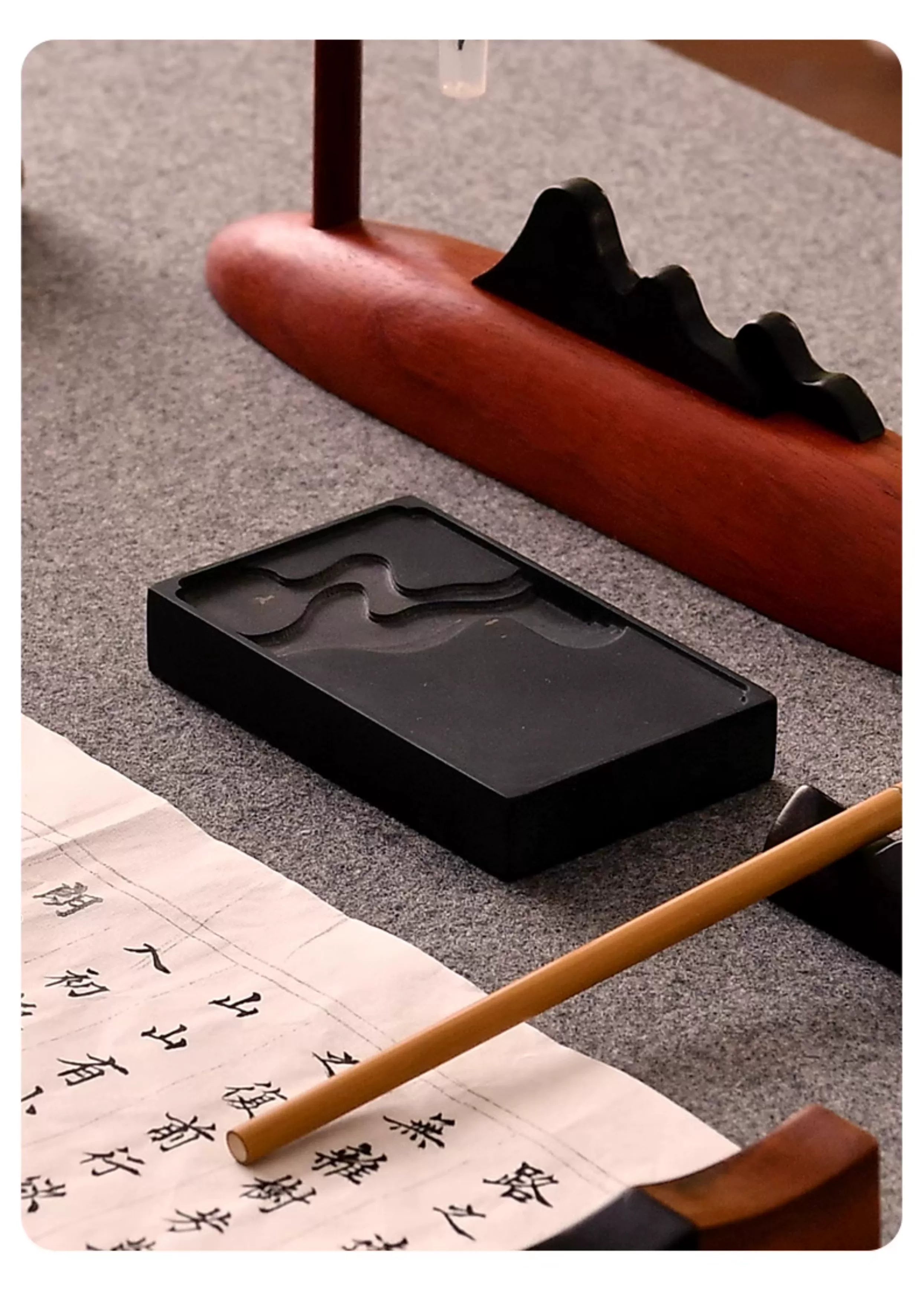 Rectangular inkstone, small character special inkstone, creative hand-carved original stone inkstone, high-end study four treasures, gift, small calligraphy inkstone, portable fine inkstone