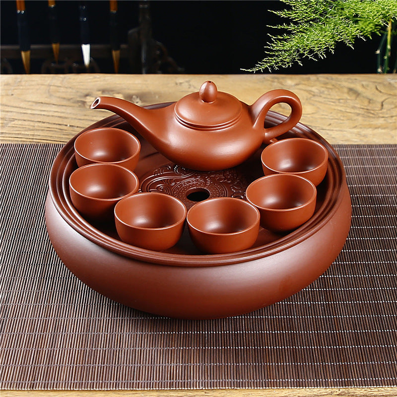 Purple clay Kung Fu tea set home living room office small set simple tea brewing tea set ceramic tea tray teapot teacup