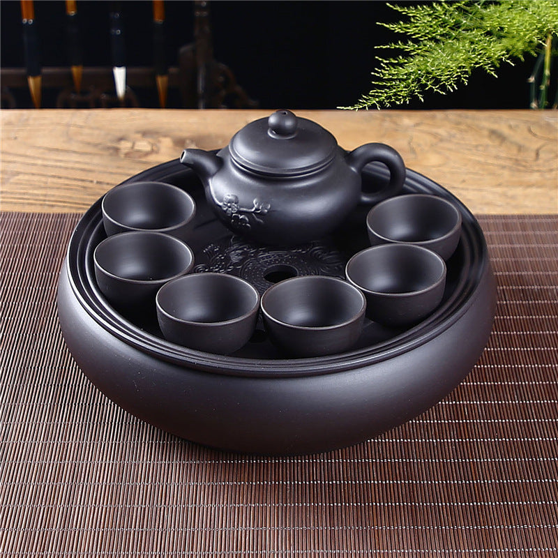 Purple clay Kung Fu tea set home living room office small set simple tea brewing tea set ceramic tea tray teapot teacup