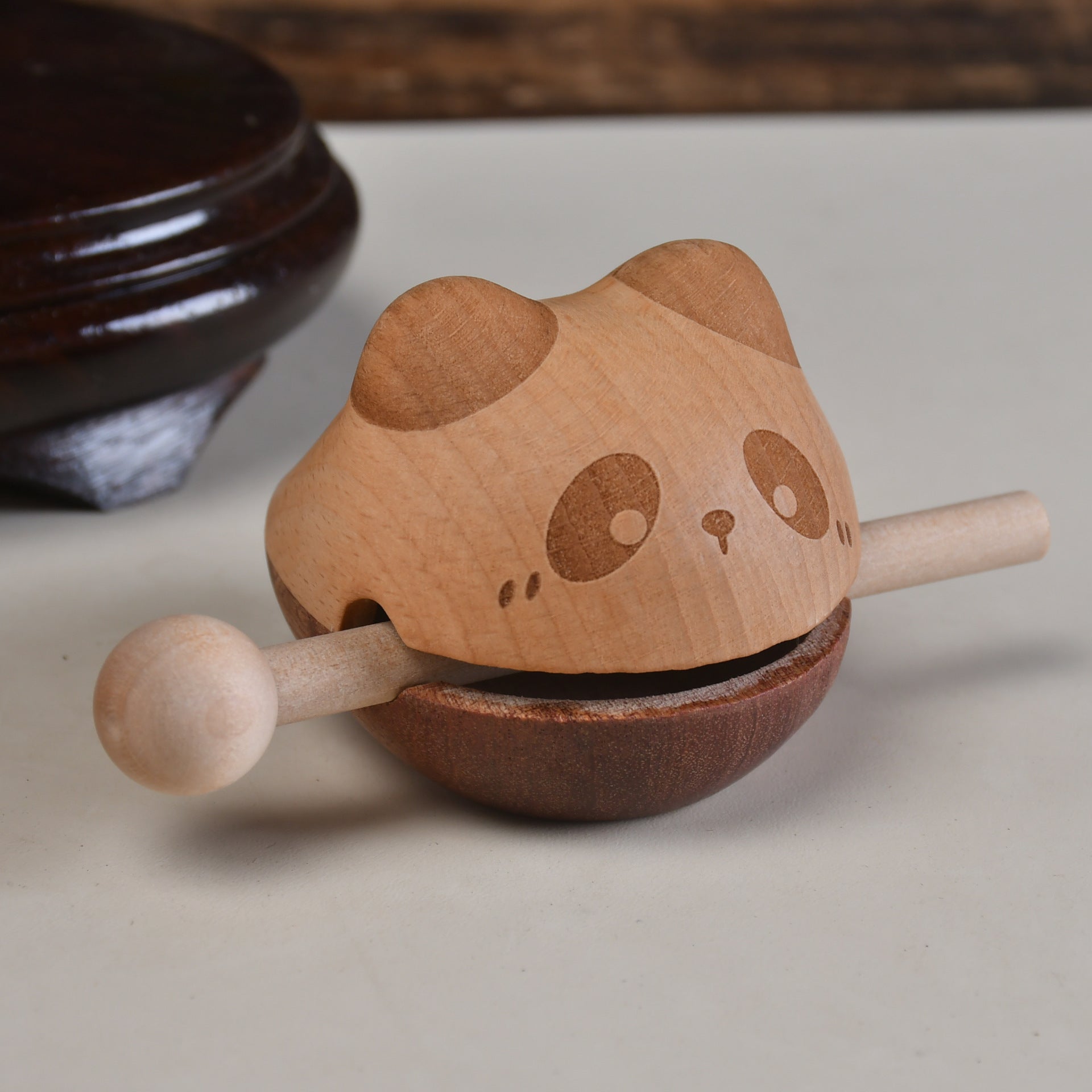 Whale wooden fish percussion instrument cute portable decompression office meditation percussion instrument solid wood ornaments Buddhist toy gift