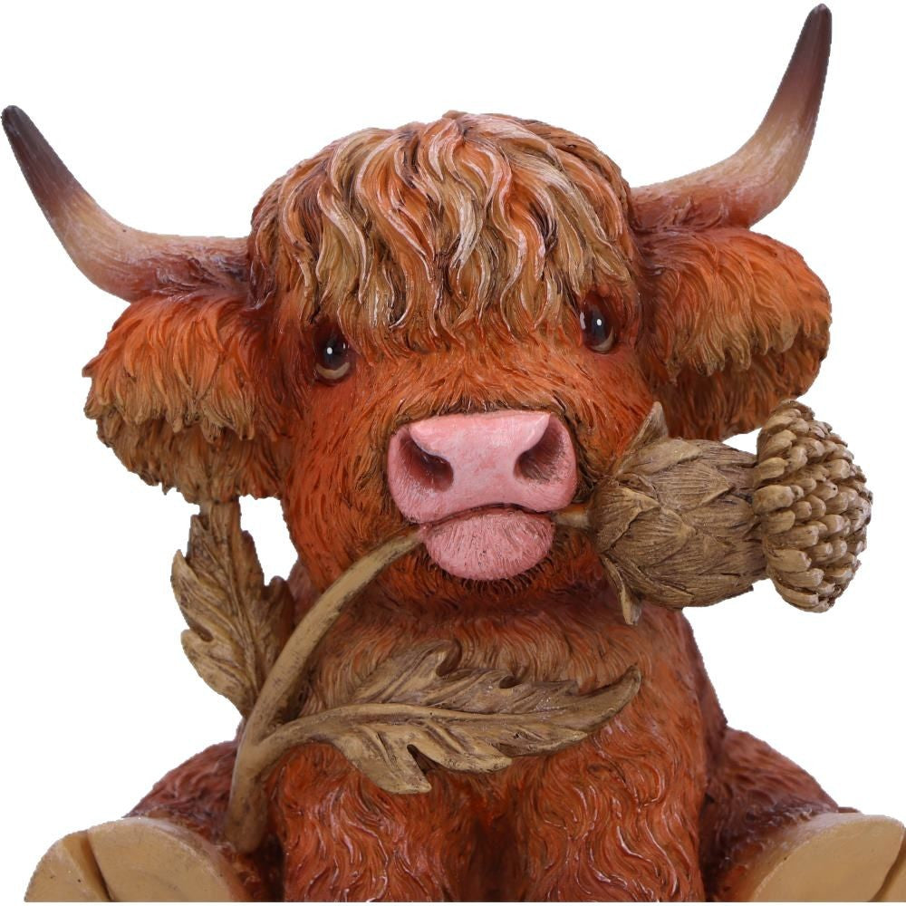 Cute simulated calf ornaments, Scottish Highland cattle resin statues, home holiday decoration gifts