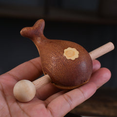 Whale wooden fish percussion instrument cute portable decompression office meditation percussion instrument solid wood ornaments Buddhist toy gift