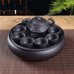 Purple clay Kung Fu tea set home living room office small set simple tea brewing tea set ceramic tea tray teapot teacup
