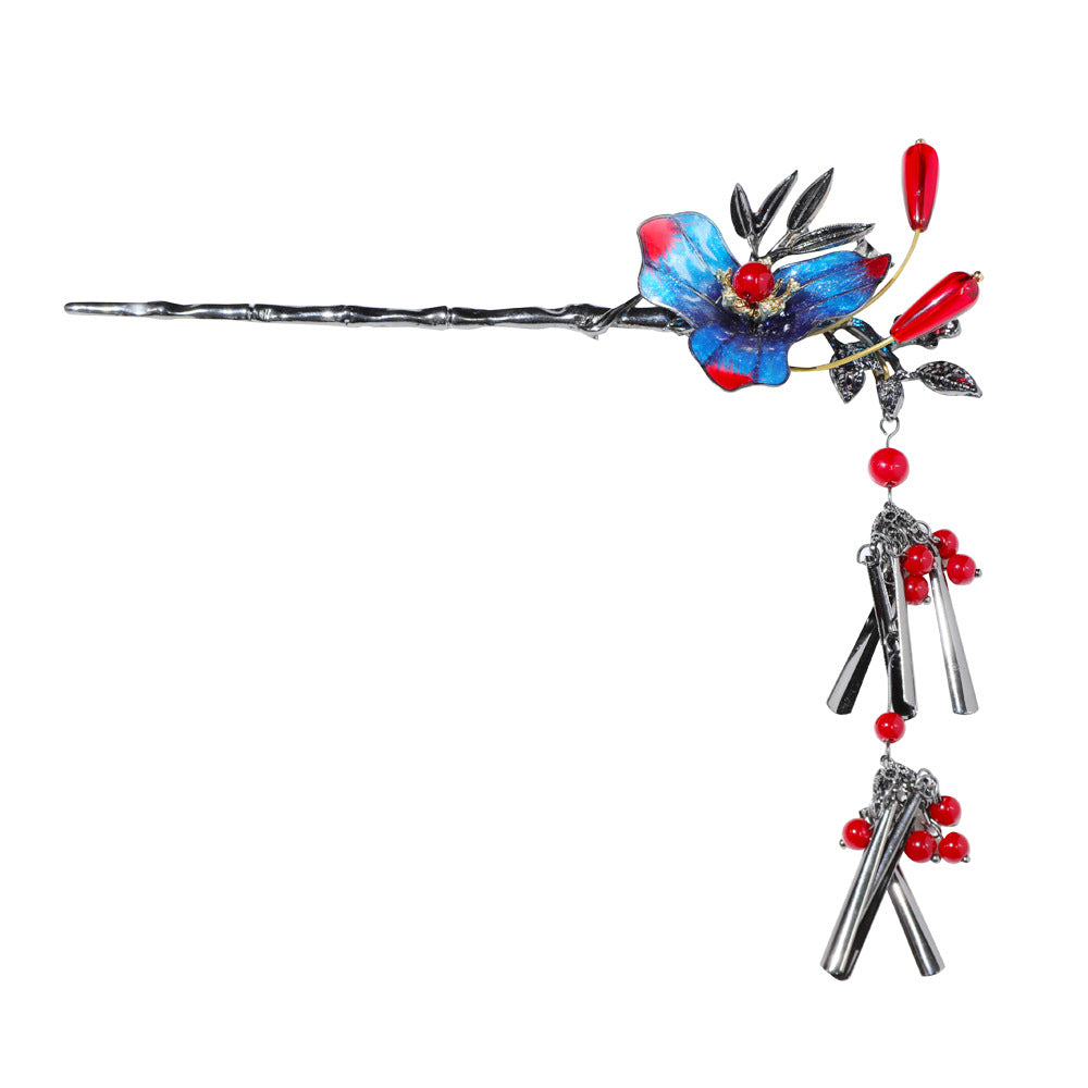 【Purely handmade】Chinese style design gradient blue high-end hairpin set, tassel ancient costume makeup, Hanfu hair accessories