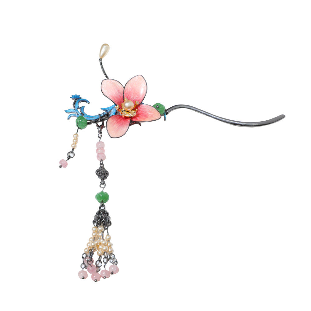 【Purely handmade】Chinese style design Hanfu headdress high-end hairpin set, tassel ancient costume makeup, Hanfu hair accessories